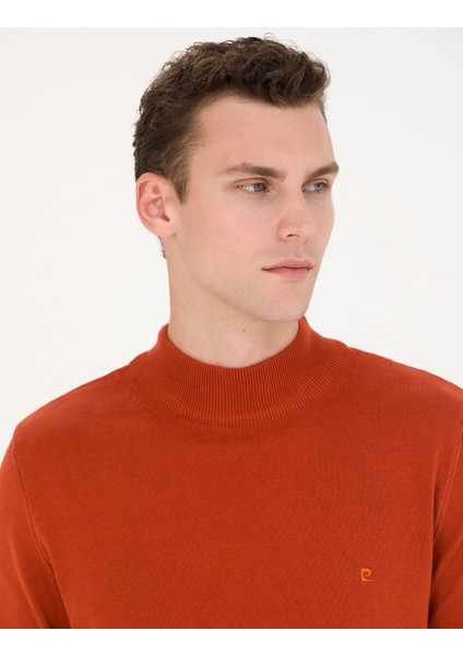 Erkek Kiremit Slim Fit Yarım Balıkçı Yaka Basic Triko Kazak 50276161-VR031 fiyatları