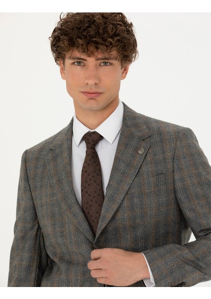 Erkek %100 Yün Füme Slim Fit Takım Elbise 50274246-VR058 fiyatları