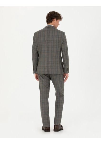 Erkek %100 Yün Füme Slim Fit Takım Elbise 50274246-VR058 indirimleri