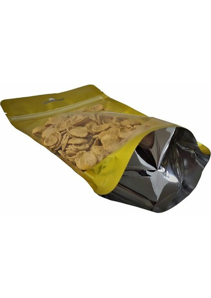 Gold Şeffaf Metalize Kilitli Doypack 11X18+3,5 cm 100 gr 100 Adet