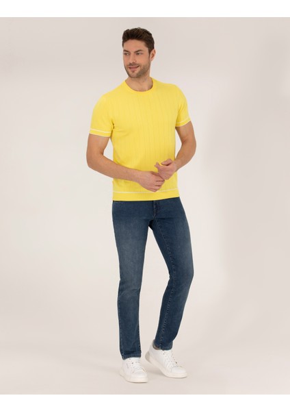 Erkek Açık Sarı Slim Fit Bisiklet Yaka Triko Tişört 50268875-VR004 fırsatları