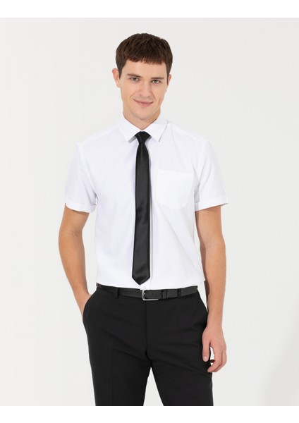Erkek Beyaz Regular Fit Kısa Kollu Gömlek 50255264-VR013