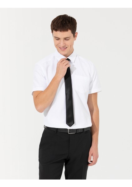 Erkek Beyaz Regular Fit Kısa Kollu Gömlek 50255264-VR013