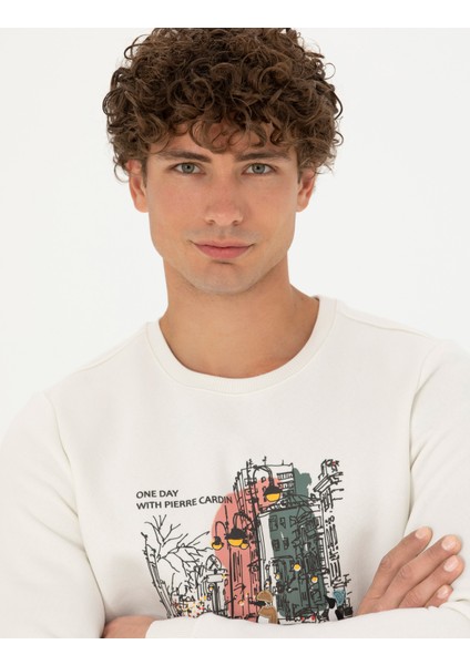 Erkek Ekru Regular Fit Sweatshirt 50276187-VR019