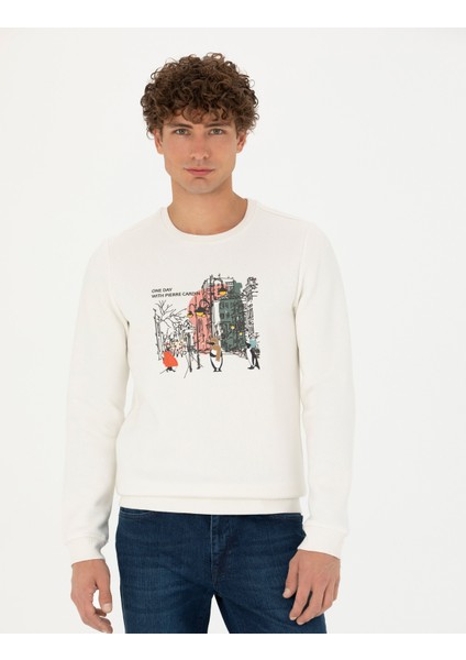 Erkek Ekru Regular Fit Sweatshirt 50276187-VR019