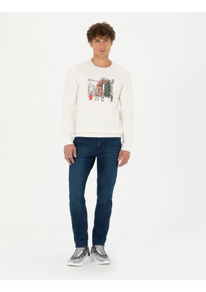 Erkek Ekru Regular Fit Sweatshirt 50276187-VR019