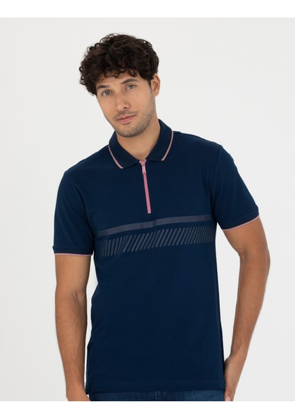 Erkek Lacivert Slim Fit Tişört 50264202-VR033 modelleri