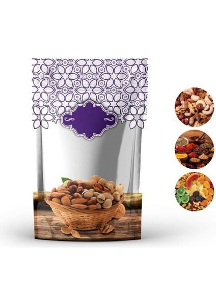 Mor Kuruyemi̇ş Desenli̇ Doypack 24 x 35+5,5 cm 2000 gr 100 Adet