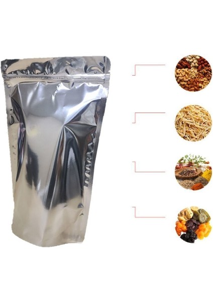 Gümüş Metali̇ze Ki̇li̇tli̇ Doypack 16X26+4,5 cm 500 gr 1000 Adet