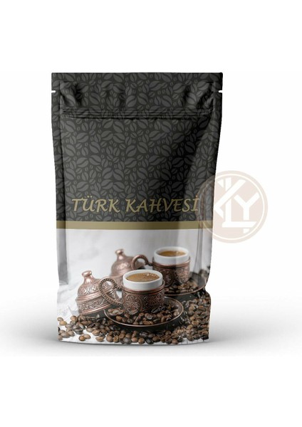 Kahve Desenli̇ Ki̇li̇tli̇ Si̇yah Doypack 13 x 22+4 cm 250 gr 100 Adet