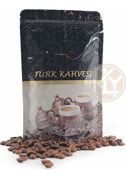 Kahve Desenli̇ Ki̇li̇tli̇ Si̇yah Doypack 13 x 22+4 cm 250 gr 100 Adet