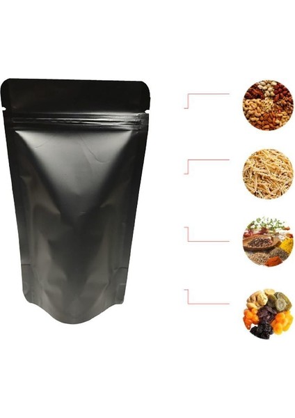 Mat Si̇yah Metali̇ze Ki̇li̇tli̇ Doypack 13X22,5+4 cm 250 gr 100 Adet