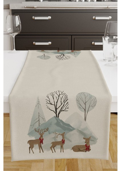 Dijital Baskılı Runner Yılbaşı Christmas Desenli 140X40 cm