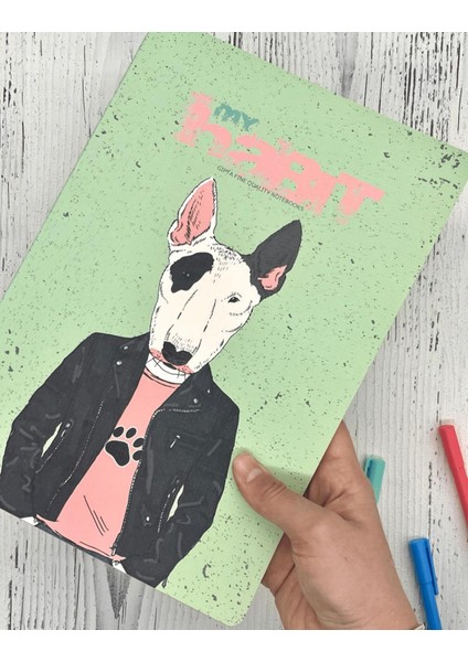 Sevimli Köpek Kareli Defter Ajanda Notebook Okul Defteri