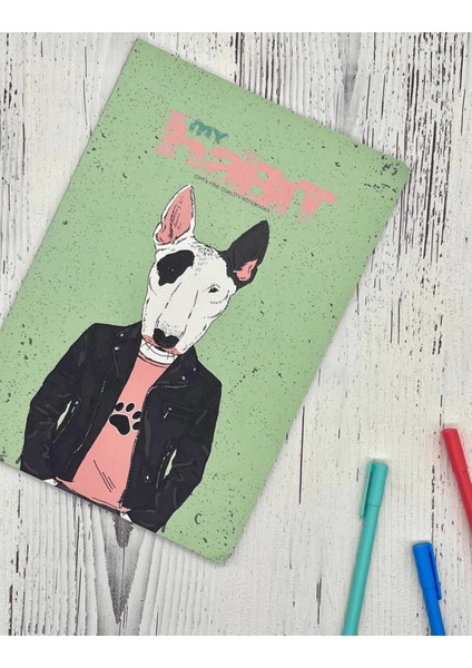 Sevimli Köpek Kareli Defter Ajanda Notebook Okul Defteri