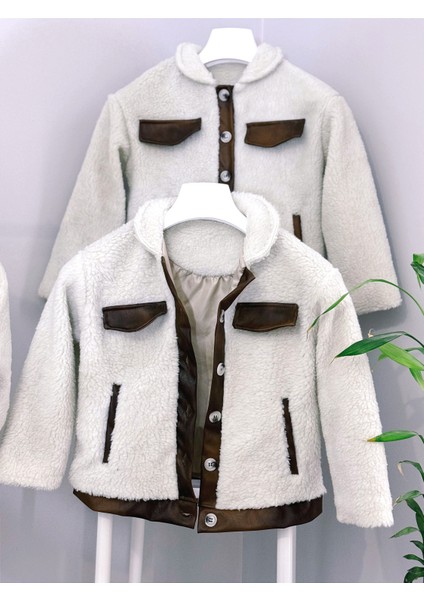 *aşkabak* Unisex Deri Detaylı Peluş Çocuk Ceket