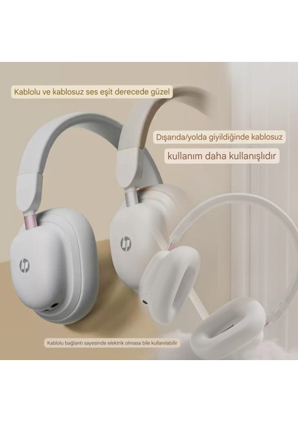 H231R Kablosuz Kulak Üstü Bluetooth Kulaklık V5.3 Beyaz (Mikrofonlu, Çift Cihaz Desteği) (Ramwhite Türkiye Garantili)