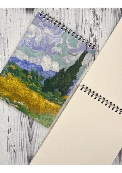 Van Gogh Selvi Ağaçlı Buğday Tarlası Desenli Çizim Defteri 50 Yaprak fiyatları