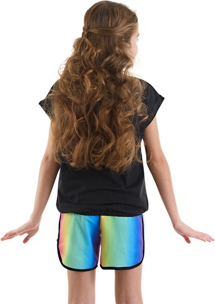 Unicorn Paten Kız Çocuk T-Shirt Şort Takım