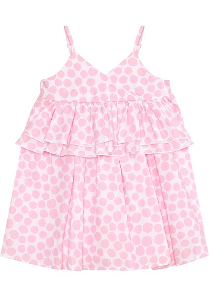 Pembe Puantiye Kız Çocuk Poplin Elbise modelleri
