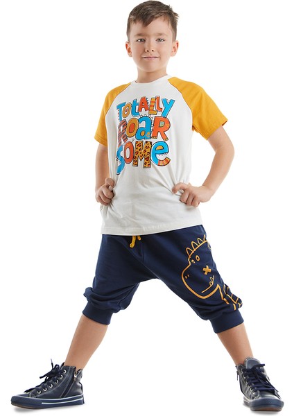 Roarsome Erkek Çocuk T-Shirt Kapri Şort Takım