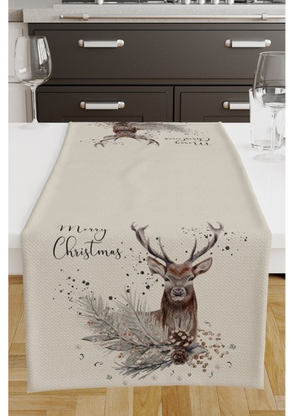 Dijital Baskılı Runner Yılbaşı Christmas Desenli 140X40 cm
