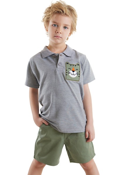 Kaplan Erkek Çocuk Polo Yaka T-Shirt Şort Takım