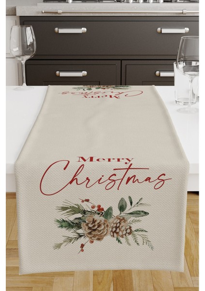 Dijital Baskılı Runner Yılbaşı Christmas Desenli 140X40 cm