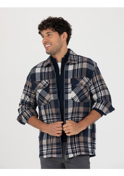Erkek Lacivert Comfort Fit Gömlek Ceket 50278867-VR033