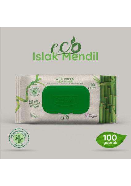 Deep Fresh Eco Serisi Bambu Islak Mendil 100 Yaprak