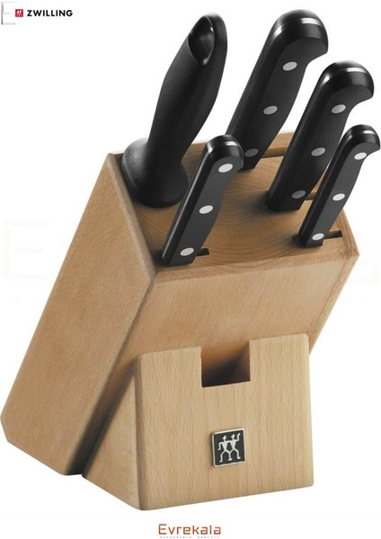 Evrekala Shop Ahşap Bloklu Bıçak Seti Zwilling Knife Set 6 Parça