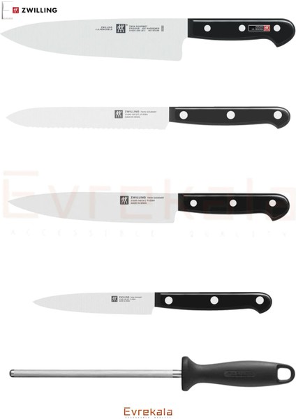 Evrekala Shop Ahşap Bloklu Bıçak Seti Zwilling Knife Set 6 Parça