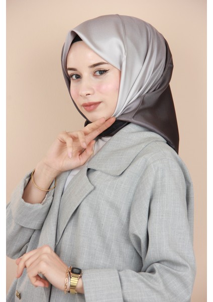 Siyah-Gri Sensitive Degrade Twill Ipek Eşarp