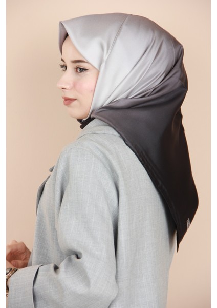 Siyah-Gri Sensitive Degrade Twill Ipek Eşarp