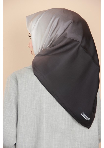 Siyah-Gri Sensitive Degrade Twill Ipek Eşarp