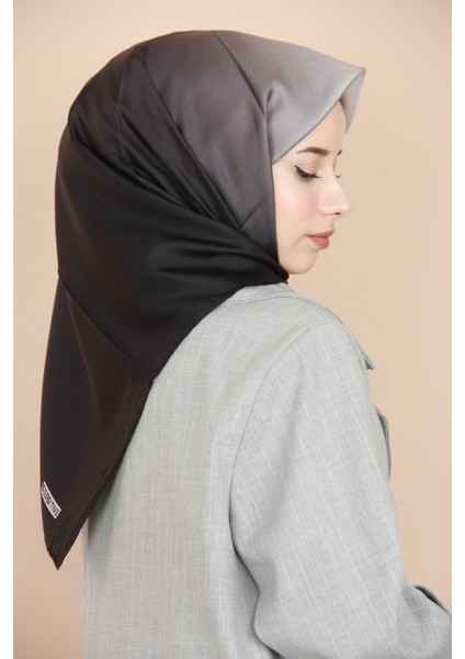 Siyah-Gri Sensitive Degrade Twill Ipek Eşarp
