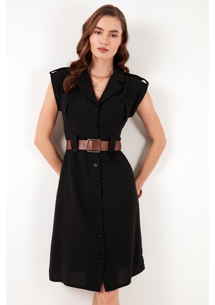 Regular Fit Kemerli V Yaka Elbise Bayan Elbise 611EL364 modelleri