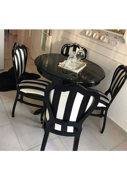 100 cm Yuvarlak Baba Ayak Masa + 4 Sandalye Takımı
