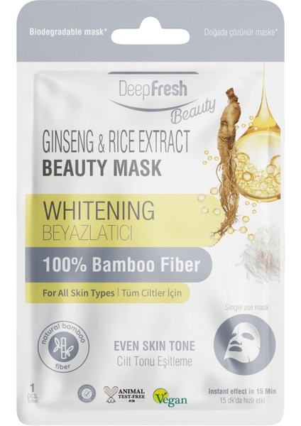 Deep Fresh Tek Kullanımlık Ginseng & Rice Beyazlatıcı Cilt Tonu Dengeleyici Yüz Maskeski Tekli