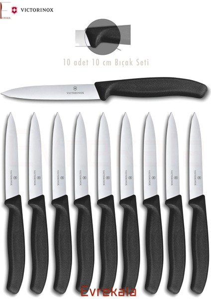 Evrekala Shop Büyük Bıçak Seti Victorinox Masa Yemek Takımı 10'lu Set -Yetkili Satıcı EVREKALA-10CM