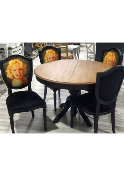 100 cm Yuvarlak Baba Ayak Masa + 4 Sandalye Takımı