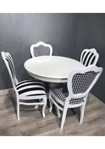 100 cm Yuvarlak Baba Ayak Masa + 4 Sandalye Takımı