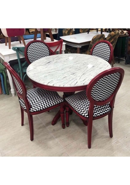 100 cm Yuvarlak Baba Ayak Masa + 4 Sandalye Takımı