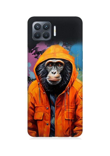 Oppo Reno 4 Lite Uyumlu Kapşonlu Maymun Desenli Silikon Kılıf