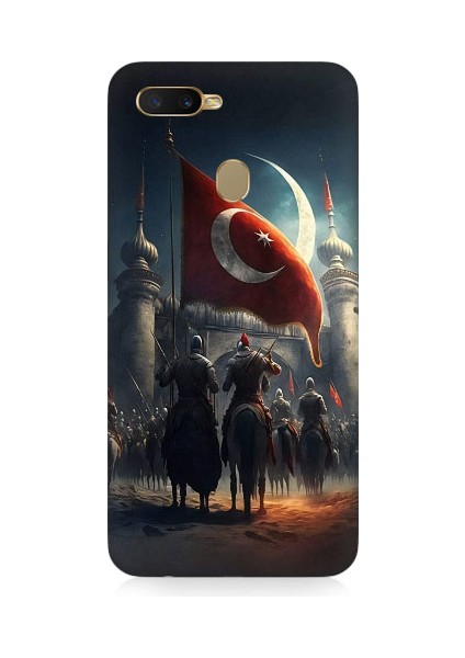 Oppo Ax7 Uyumlu Tulpar Bayrak ve Kale Desenli Silikon Kılıf