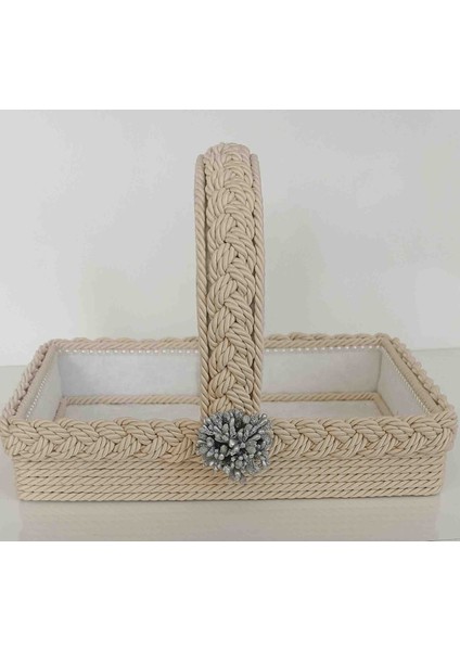 Örgü Saplı Sepet Organizer Hediyelik Bohçalık Çeyizlik