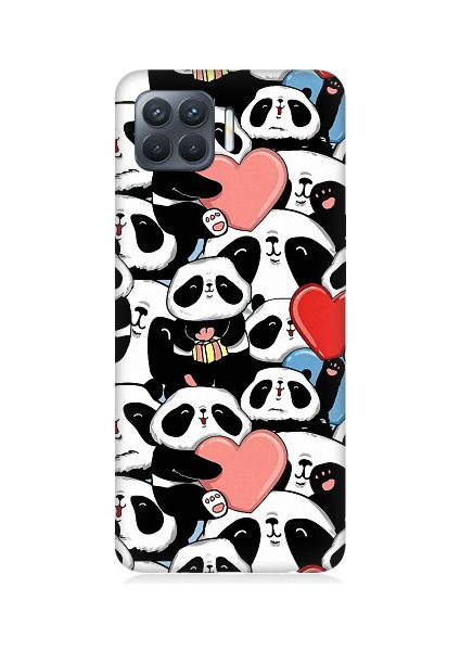 Oppo Reno 4 Lite Uyumlu Panda Aşkı ve Hediye Desenli Silikon Kılıf