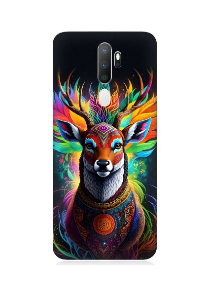 Oppo A5 2020 Uyumlu Mistik Ala Geyik Desenli Silikon Kılıf