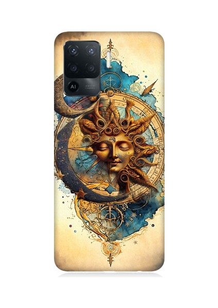 Oppo Reno 5 Lite Uyumlu Ay ve Güneş Tarot Desenli Silikon Kılıf
