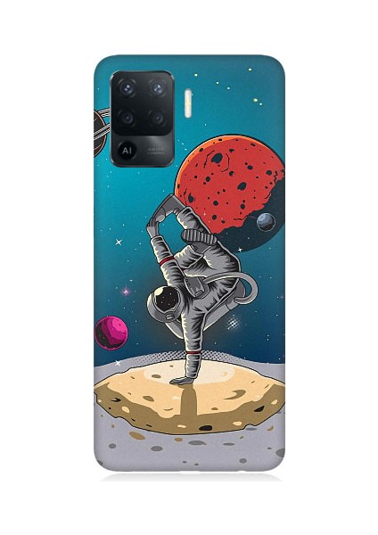Oppo Reno 5 Lite Uyumlu Break Dans Yapan Astronot Desenli Silikon Kılıf